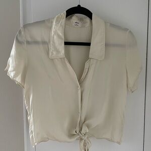 Wilfred Ivory Satin Tie-Front Blouse